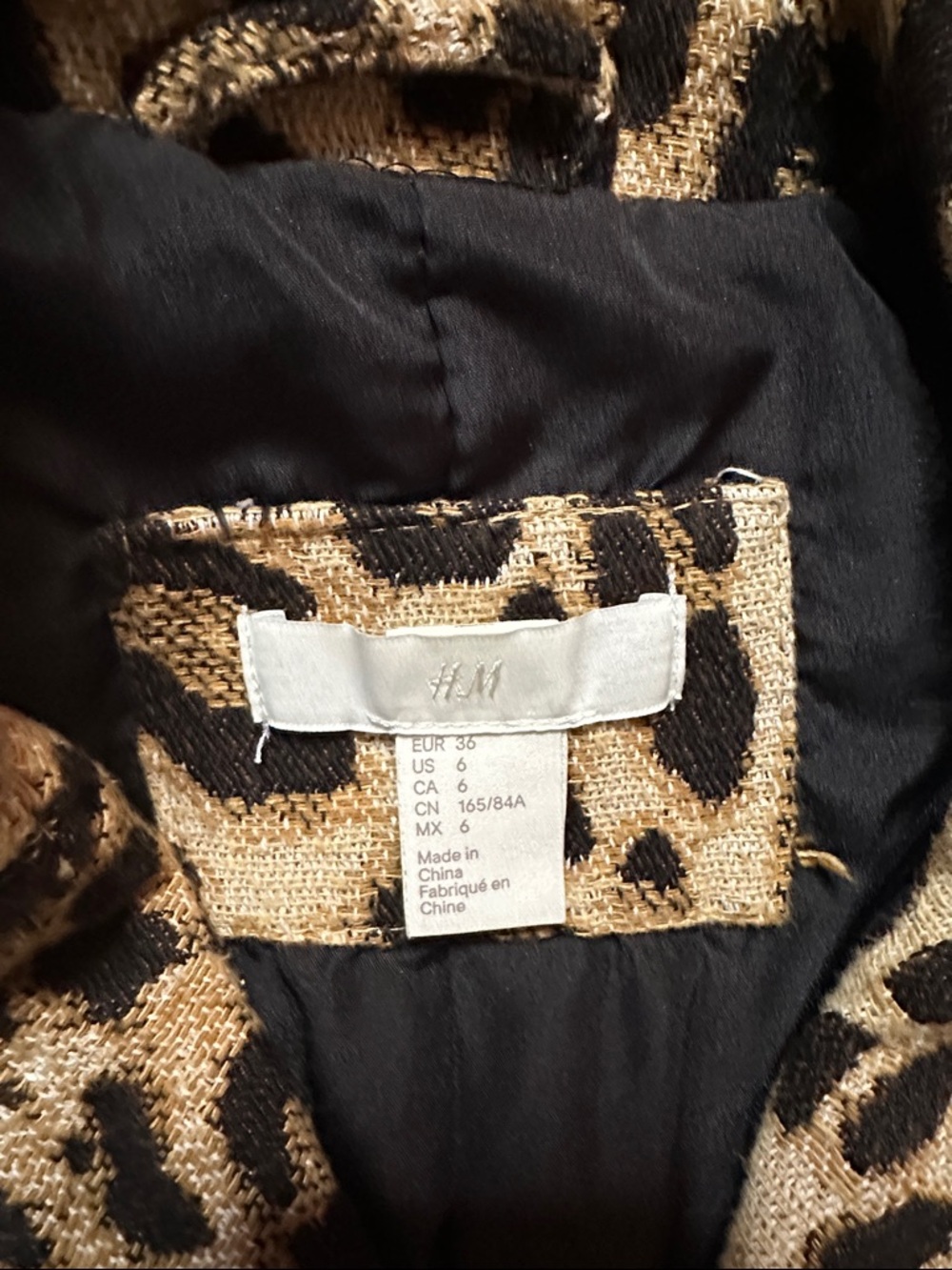 H&M Leopard Print Moto Jacket - Black & Cream - Picture 2 of 7
